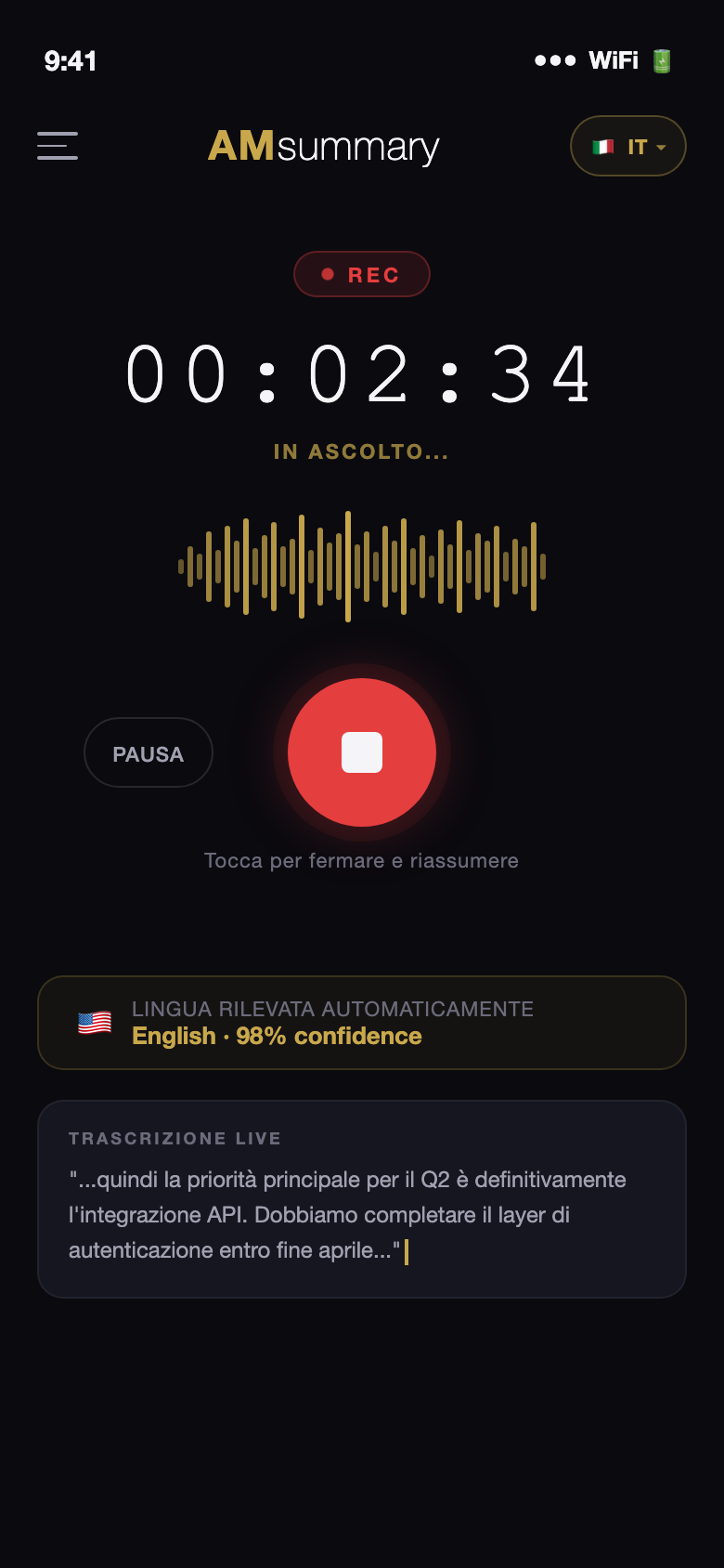 AMsummary registra e trascrive in diretta